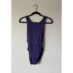 Ivivva Girls Size 12 One Piece Purple Leotard Strappy Back Velvet Trim Lululemon